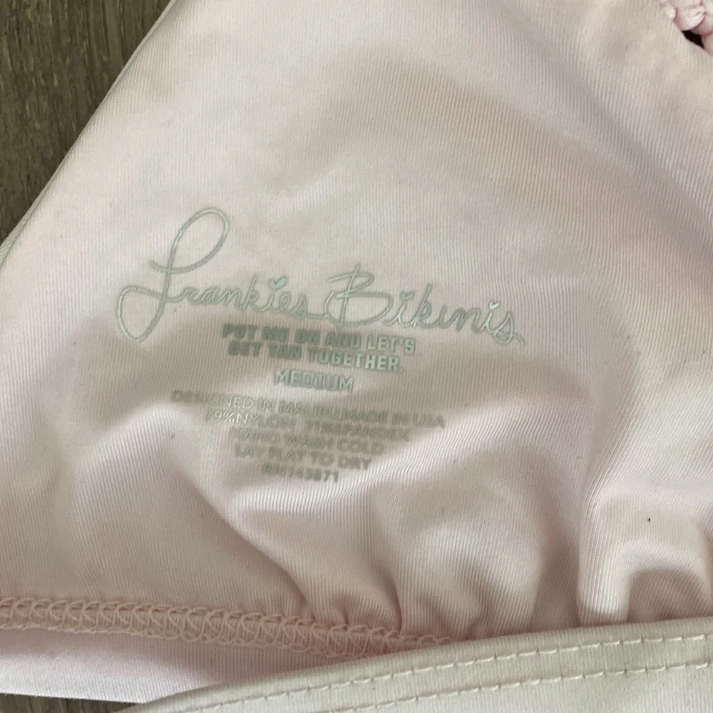 ***Relisting Soon*** Frankie’s Bikinis Baby Pink Crochet Trim Triangle Top